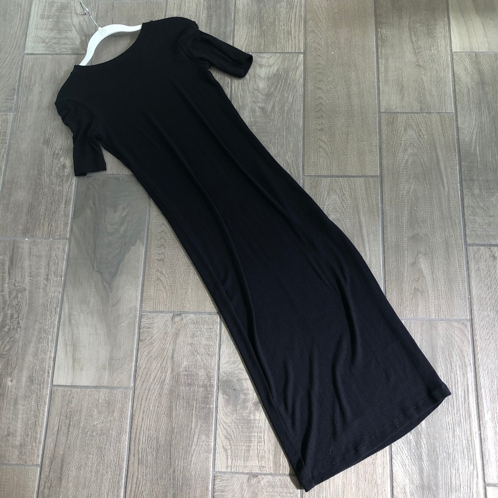 ZARA- BLACK KNIT LONG BODYCON DRESS- NWOT